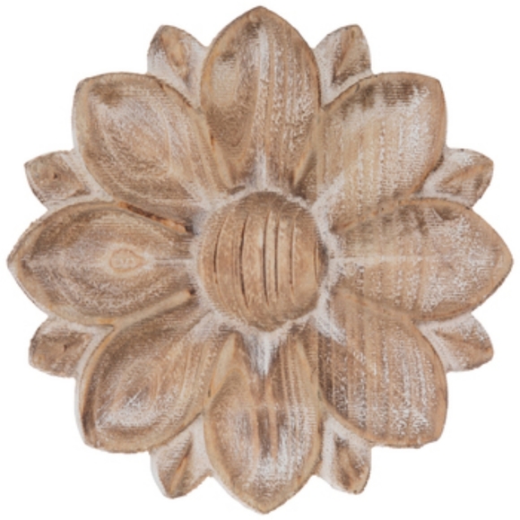 Rustic Round Wall Flower Wood Natural 8 1/4 x 8 inches
